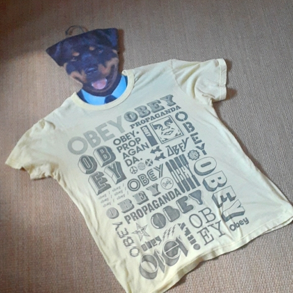 Obey T-Shirt Men Size M Yellow/Black - Picture 2 of 5